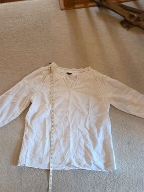 Talbots White Women's Split-Neck Textured Blouse